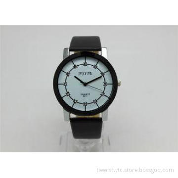PCP Female Luxury Black Leather Analog Quartz Watch With Al